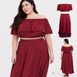 RED CHALLIS 2-PIECE SET